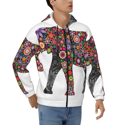 Sweat à capuche zippé à manches longues pour homme avec fermeture éclair
