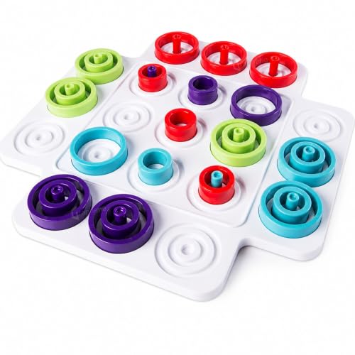 Image of Graphene Tri Rings Strategy Board Game Tic Tac Toe 3 in a Row Ring Puzzle for Kids Interactive 2-4 Players STEM Activity Color Matching Brain Teaser Indoor Outdoor Educational Family Game 8+ Years