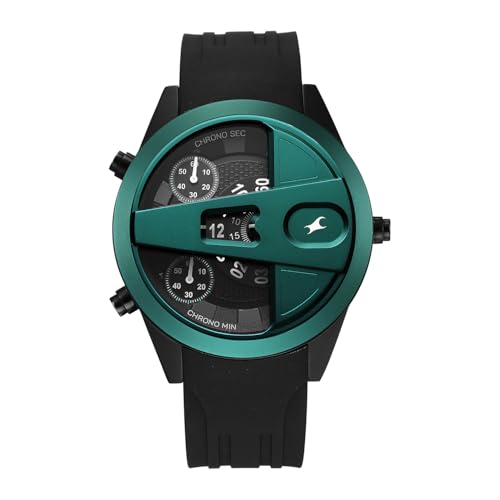 Image of Fastrack Overdrive Micromotor Quartz Analog with Black Dial Black Silicon Strap Watch for Men - 3331KP01