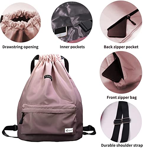 Risefit Water Resistant Gradient Drawstring Bags Beach Backpack For Travel Sport Gym Swimming Yoga Men Women #TOP2
