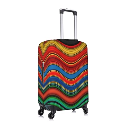 EdNeY Colorful Wavy Stripes Travel Luggage Cover Elastic Anti-scratch Suitcase Cover Protector Spandex Stretch Luggage Baggage Covers Fits 25-28 Inch Luggage,L3