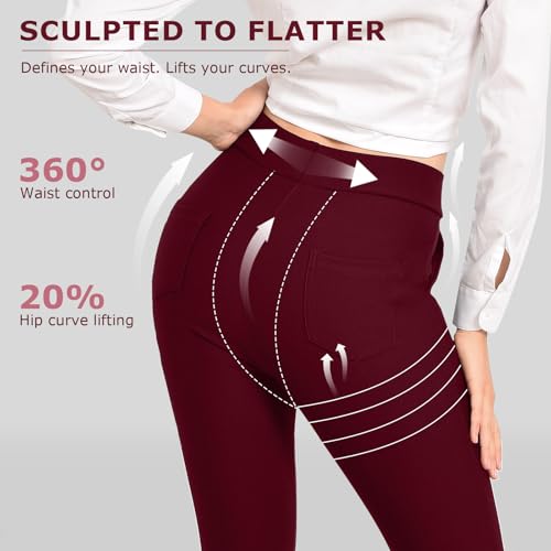 Image of Ginasy Dress Pants for Women, Pull-On Business Casual Leggings | Classic Colors; High-Rise Tummy Control; Stretch Knit Fabric; Pull-On Fit with Functional Pockets