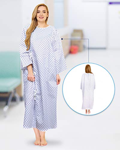 LUXCARE Comfortable Hospital Gowns for Men and Women [6 Pack] Unisex Patient Medical Gowns Fits All Sizes up to 2XL, Easy-on Hospital Gown for Elderly, Hospice, Home Care, Labor and Delivery - Thumbnail 2