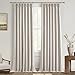Natural Linen Pinch Pleated Blackout Curtains & Drapes 96 Inch Long Bedroom/Livingroom Farmhouse Curtains 2 Panel Sets, Neutral Track Room Darkening Thermal Insulated 8ft Back Tab Window Curtain