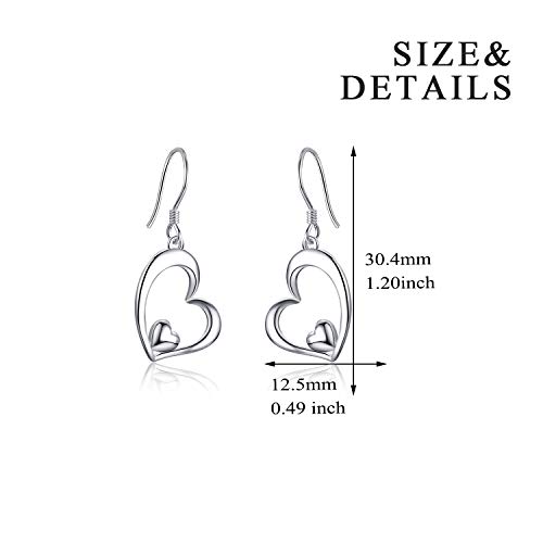 WINNICACA Heart Earrings for Women Sterling Silver Heart Dangle Drop Earrings Heart Jewely Heart Gifts for Birthday Anniversary Christmas Gifts3