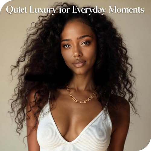 18K Gold Plated Necklace For Women, Graduated Link Necklaces Chunky Chain Choker Jewelry 18" Long2