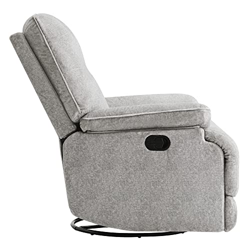 Chita Manual Swivel Glider Rocker Recliner, Recliner Chair For Living Room And Nursery, Faux Fur, Light Grey #TOP6