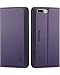 SHIELDON iPhone 8Plus Case, iPhone 7Plus Wallet Case, Genuine Leather iPhone 8 Plus Flip Magnetic Cover Card Slots Holder Kickstand TPU Shockproof Case Compatible with iPhone 7 Plus - Purple
