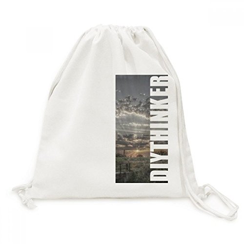 Sac à dos toile nuages blancs avec cordon de serrage haute résistance