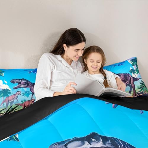 Image of Feelyou Dino Dinosaur Jungle Comforter Set Queen Size Boys Girls Bedding