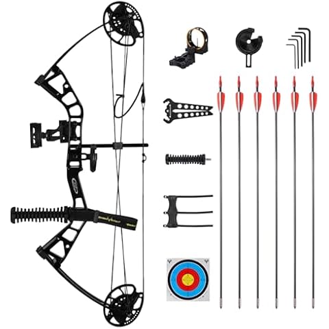 MOTION ZEUS Junior Compounnd Bow Set for Youth & Kids,Beginners and Women Bow Draw Length 16"-28",Draw Weight 10-40Lbs,290fps，Adjustable Cover