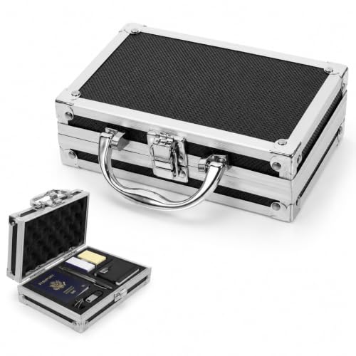 Gadpiparty Locking Clipboard Case Aluminum Locking Briefcase with Handle Metal Heavy Duty Clipboard with Storage for Travel Business Men Women