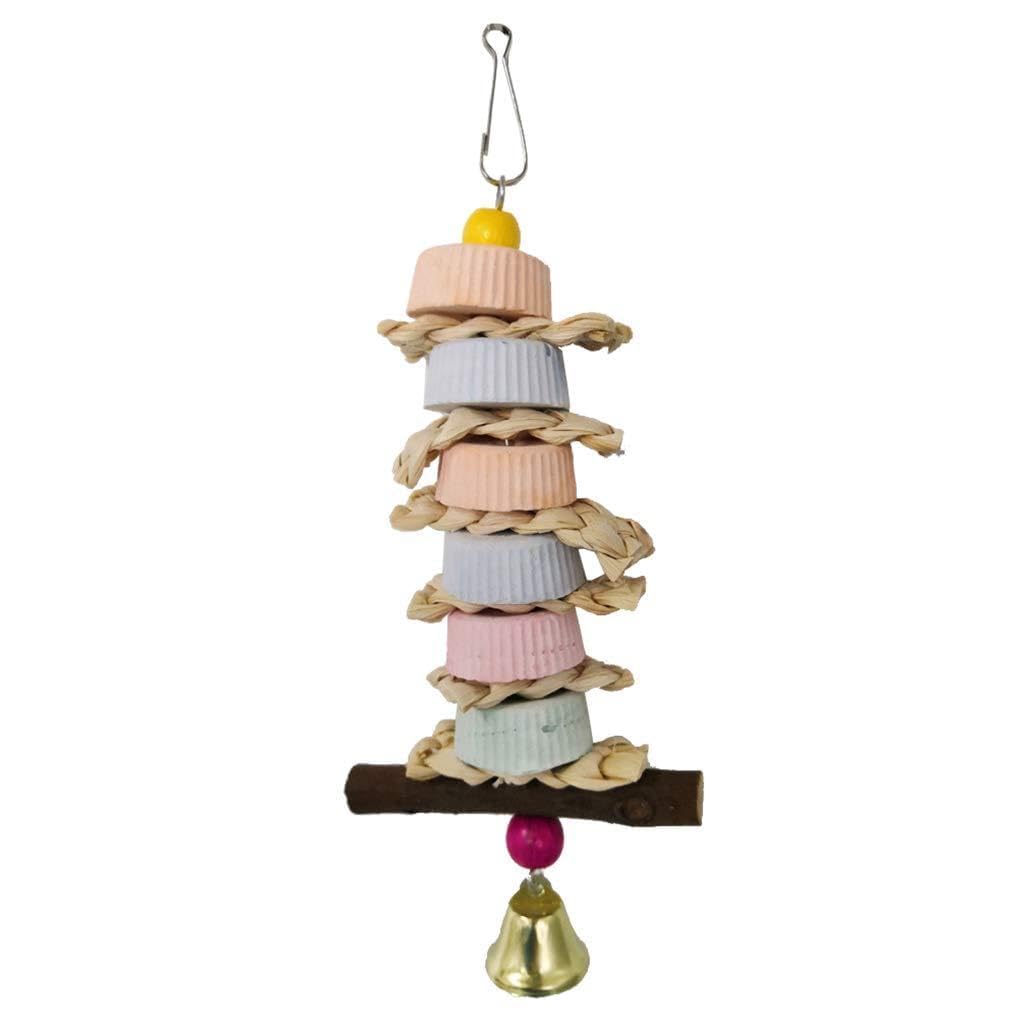 Lodoot Multicolour Parrot Chewing Toy Bird Beak Grinding Stone With Food For African Conure Budgies Parakeet Parrot Calcium Supplement Molar Stone Chew String