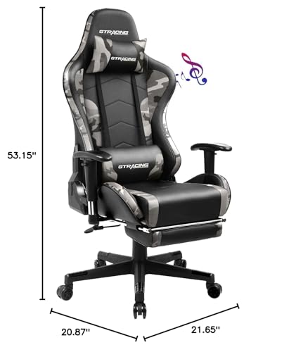 GTRACING Gaming Chair with Footrest Speakers Video Game Chair Bluetooth Music Heavy Duty Ergonomic Computer Office Desk Chair - Thumbnail 3