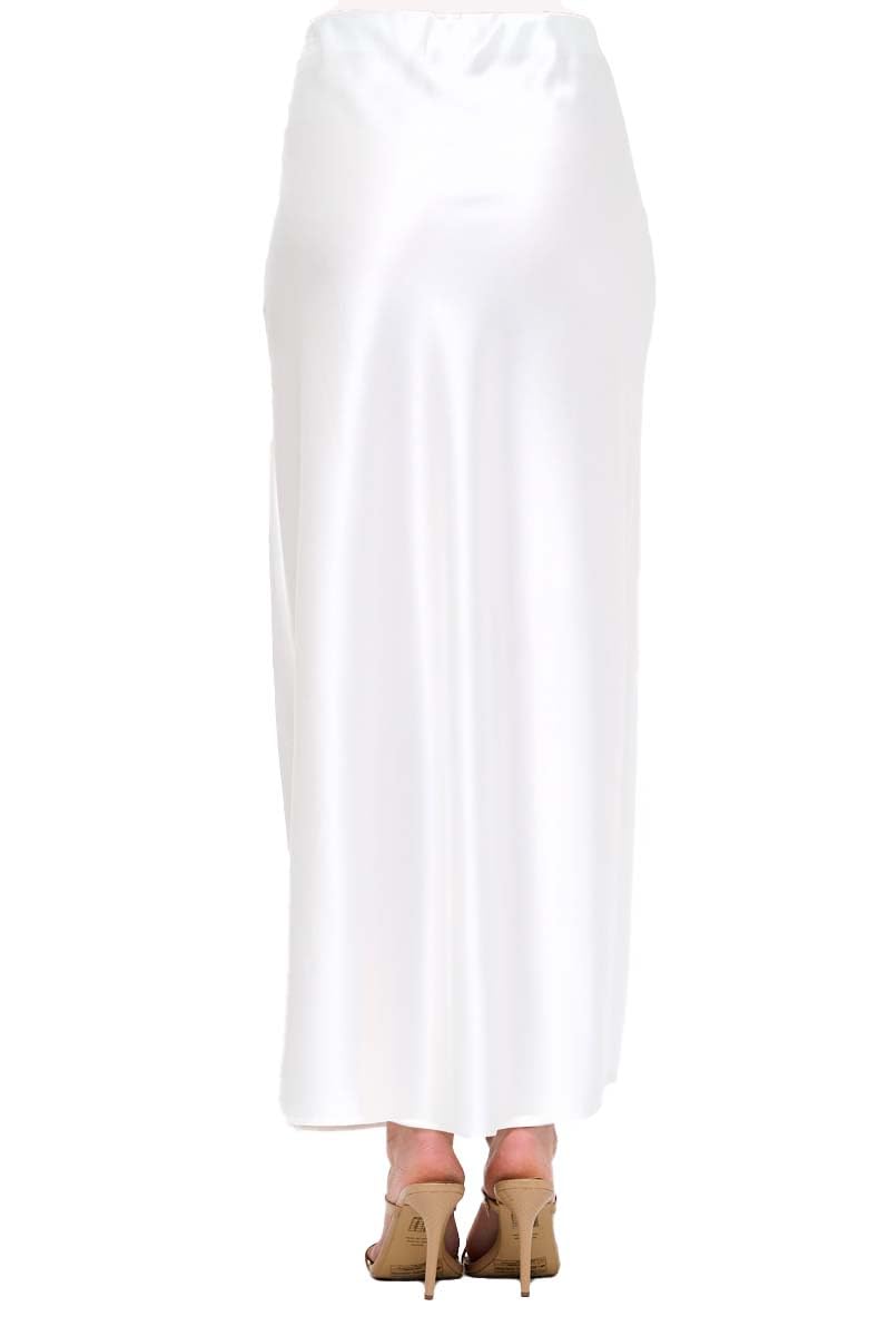 Damenrock aus massivem Satin, hohe Taille, Midi-Rock, versteckter elastischer Bund, Rock für Damen, hergestellt in den USA