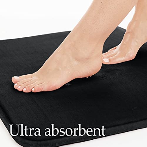 Lalaloom Thick Memory Foam Bath Rugs, Soft Velvet Is Absorbent, Bathroom Mats, Durable Dots On Underside, Machine Washable Bathmat, Carpet Rug, Plush Room Décor For Shower Floor, 60X24, Black #TOP3