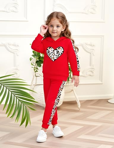 Image of 2PC Girls Clothes Girl letter and Floral print Hooded Set, letter print Top +Floral print Pants Set