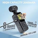 2K Vlogging Camera, Portable Pocket Action Camera with 180° Rotatable Lens, Body Cam with App Control, 8-Hour Battery Life, Handheld Blogging Cameras for Outdoor Sport, Travel, Cycling