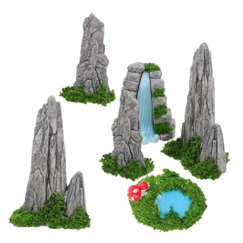 FONDOTIN 6 Pieces Miniature Resin Waterfall Landscape Ornaments for Garden Micro Garden Pond Decor DIY Craft Miniature Decorative Mini Waterfall Pools