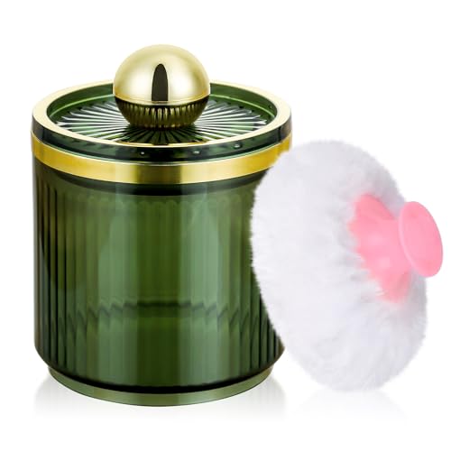Récipient à poudre portable en acrylique transparent avec houppette velours