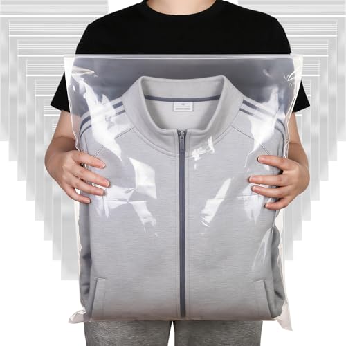 HIGA-JKL 40 Pack Reusable Ziplock Bags 30x40cm+40x50cm Travel Clothes Storage Bags Hospital Bag Essentials Organiser Pouches Ziplock Bags for Shoes,Cosmetics（without Hole）