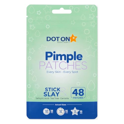 Pimple Ance Patches for skin Hydrocolloid Acne Patches Salicylic Acid Tea Tree & Centella Invisible Spot Treatment for Face 48 Patches 3 Sizes