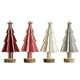 Photo Gallery vestamore 4 alberi di natale in miniatura in legno con punta a stella glitterata, alberi decorativi da tavolo in grigio, bianco e bordeaux, base in legno, decorazione per le vacanze Photo Gallery vestamore 4 alberi di natale in miniatura in legno con punta a stella glitterata, alberi decorativi da tavolo in grigio, bianco e bordeaux, base in legno, decorazione per le vacanze