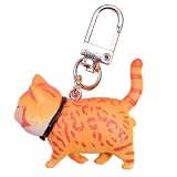 Opilroyn Porte-clés en forme de chat mignon | Porte-clés | Porte-clés et porte-clés léger en résine souple pour femme, Orange bringé, Refer to description