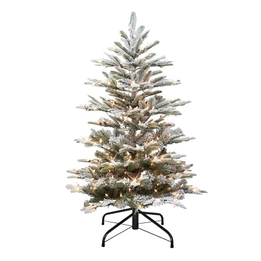 Puleo International 4.5 Foot Pre-Lit Flocked Aspen Fir Artificial Christmas Tree with 250 UL-Listed Clear Lights