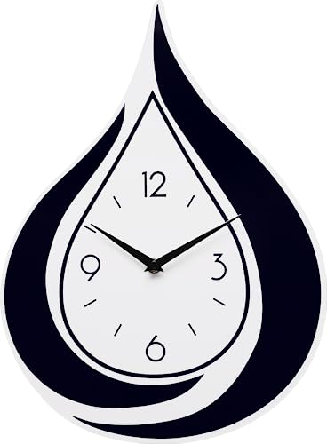 Modern Water Drop Wall Clock - Black & White Teardrop Design