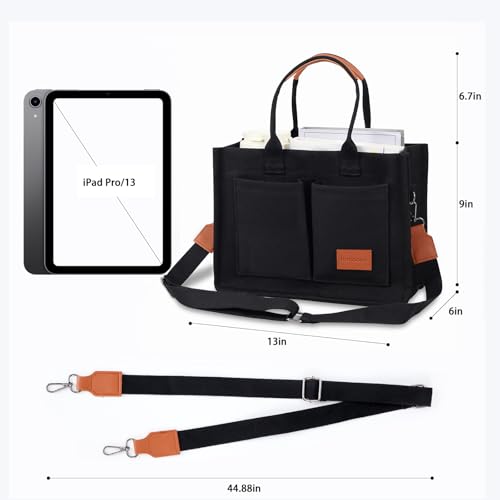 Large Canvas Tote Bag for Women, Crossbody Purse Handbag Shoulder Totes Bags (Black)3