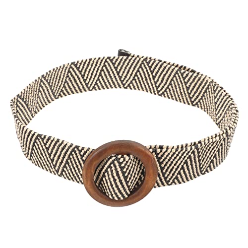 Woven Waist Belt with Wood Buckle for Girls Elastic Strap for Dresses Comfortable and Versatile Daily Use for Parties and Casual Outfits