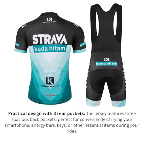 SIDE BIKE Komplettes Fahrradbekleidungs-Set – Trikot + Trägerhose mit gepolsterten Radhosen mit 5D-Gelpolster - A01v XL