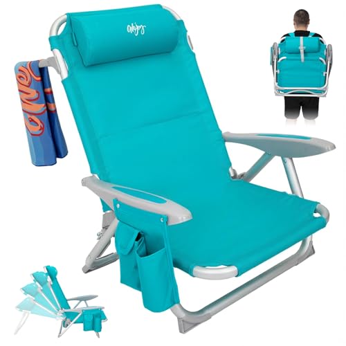 #WEJOY Chaise de Plage Pliable Fauteuil de Plage Camping à 4 Position Réglable Siege de Plage Pliante Portable Chaise Basse de Camping en Aluminium Charge...