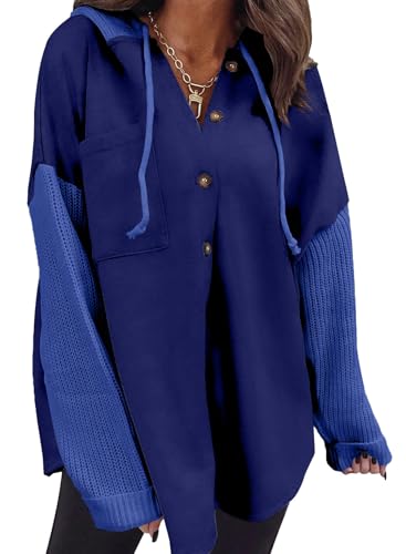 Image of SHEWIN Women Oversized Hooded Sweatshirt Loose Fit Casual Button Hoodies with Pocket 2026
