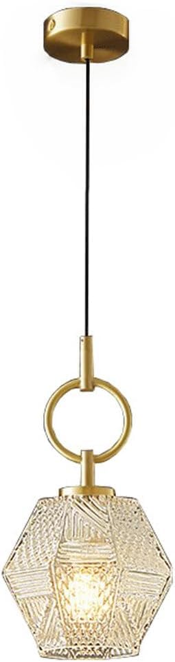 Chandelier suspension rétro français E14 luminaire verre cuivre pour balcon et chambre