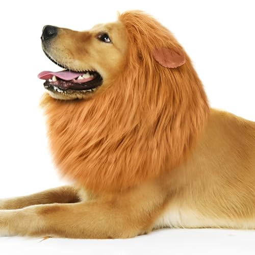 Dog-Lion-Mane-Costume-with-EarsHalloween-Lion-Mane-Wig-Costume-for-Medium-to-Large-Sized-DogCatAdjustable-Washable-Comfortable-Fancy-Lion-Mane-Dog-Costume-DressBrown