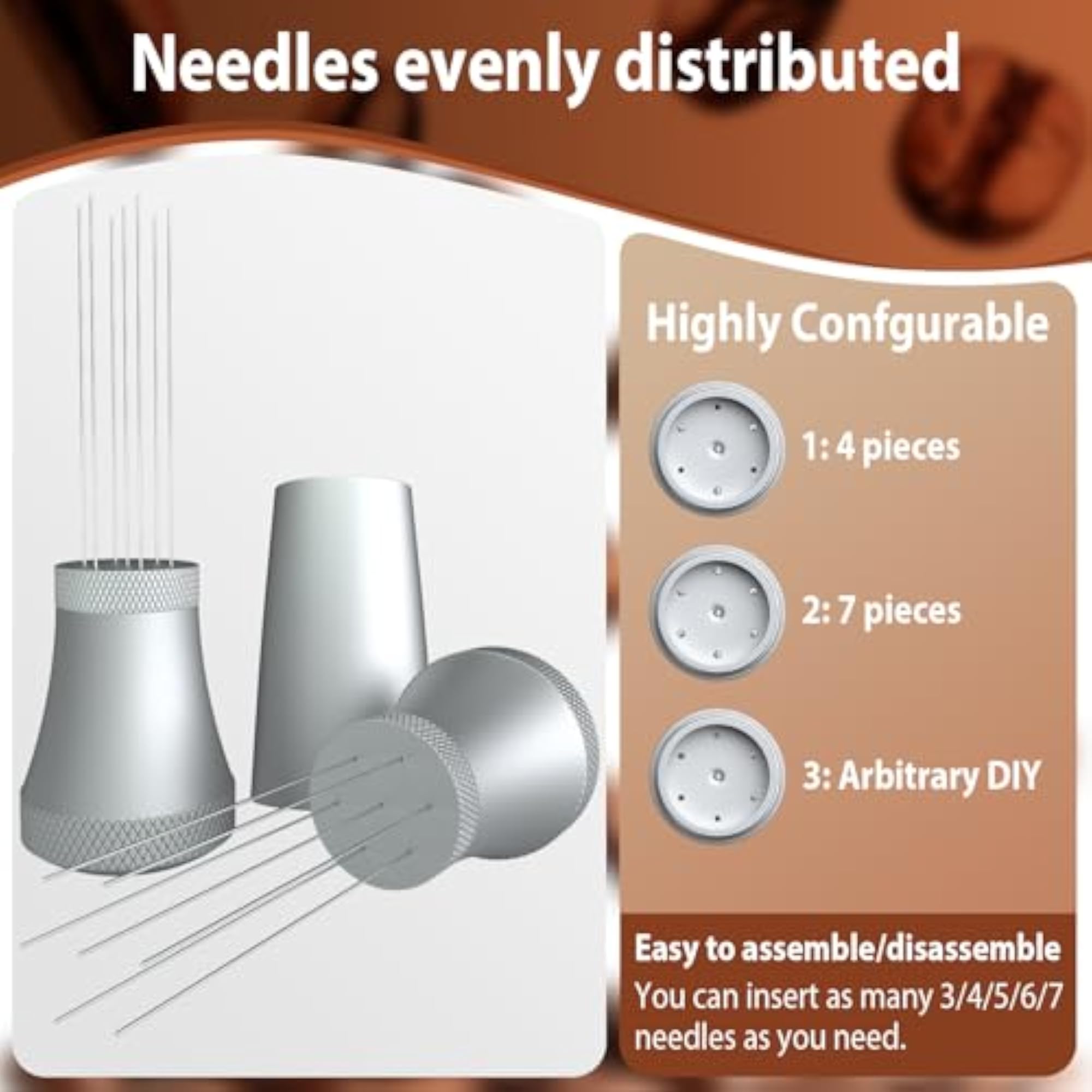 Espresso Distribution Tool with 7 Needles for Barista
