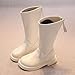 Girls Knee High Boots PU Leather Back Zipper Tall Riding Boot Warm Winter Fashion Snow Boots Low Heels Dress Shoes