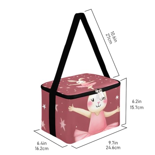 Lunch Bags for Women Men 9 Cans,Ballet Rabbit Hot & Cold Food Delivery Bag Insulated Grocery Bag Insulated Lunch Box Dancing Cooler Bag for Office Work Picnic Beach