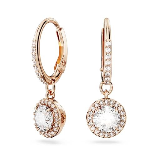 Una Angelic drop earrings Round cut, Pavé, Rose gold-tone Finished Metal