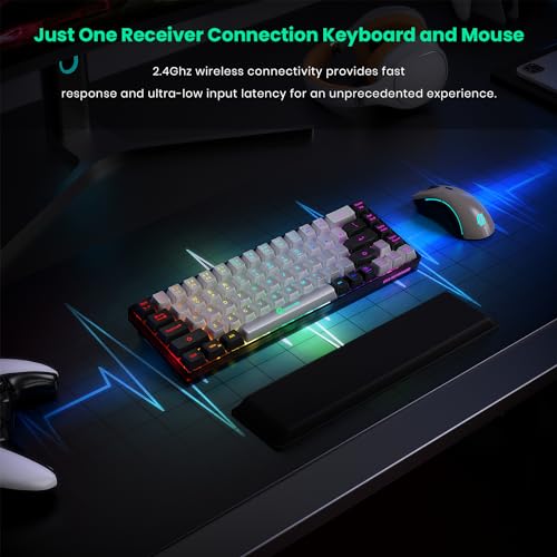GEODMAER Wireless Gaming Keyboard and Mouse and Cooling Gel Wrist Rest, 68 Keys Compact Anti-ghosting No-Conflict Rechargeable Backlit Keyboard, 6D 3200DPI Mice, Cooling Gel Wrist Rest - Thumbnail 5