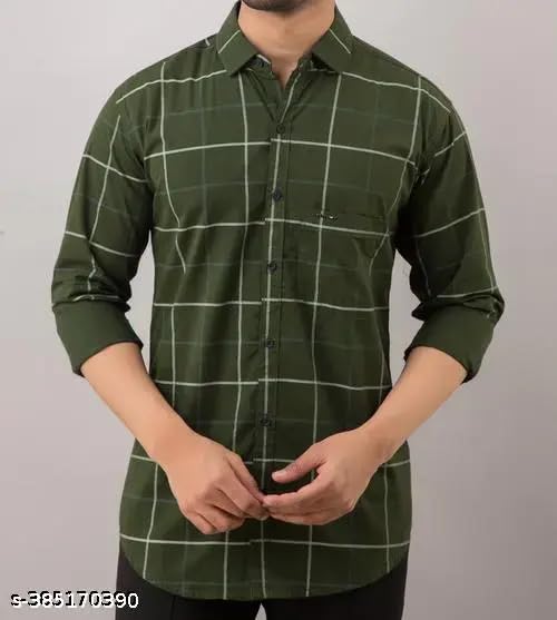 Image of Men's Cotton Casual Shirt, Brown, Full Sleeves, Regular Fit