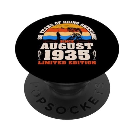 Vintage 89 cumpleaños Pescadores de 89 años Nacidos en agosto 1935 PopSockets PopGrip Intercambiable