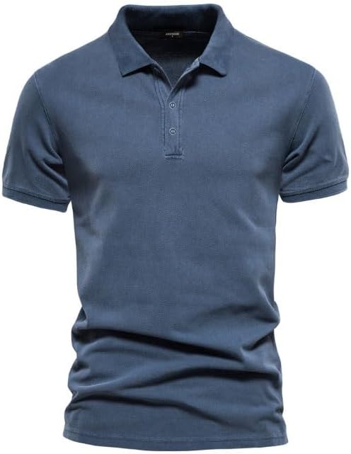JSEIAJB Collared Cotton Casual Men's Outdoor Plain Colored Short Sleeved Shirt