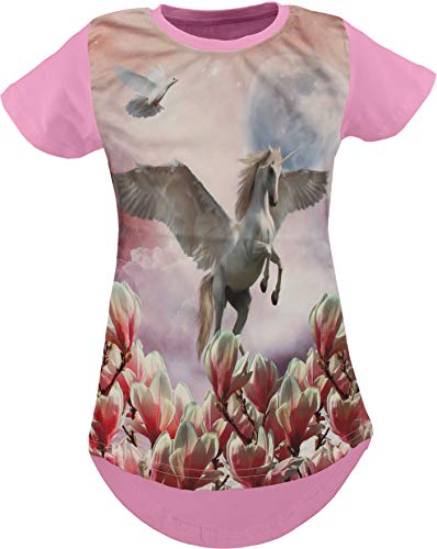 Unicornio Pegasus Niños Niñas Impresión 3D Camiseta larga Blusa Manga corta Túnica...