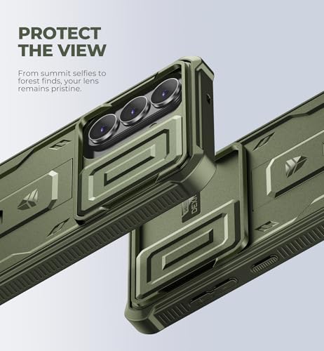 Image of Dexnor for Samsung Galaxy S26+ Plus Case with Upgraded Slide Camera Cover & 2 Front Frames & Built-in Screen Protector & Kickstand, Heavy-Duty Rugged Case Full-Body Protective Cover(2026),Army Green