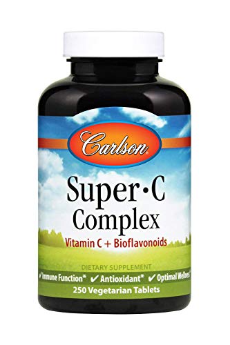 Carlson - Super-C Complex, Vitamin C + Bioflavonoids, Immune Function & Optimal Wellness, Antioxidant, 250 Vegetarian Tablets