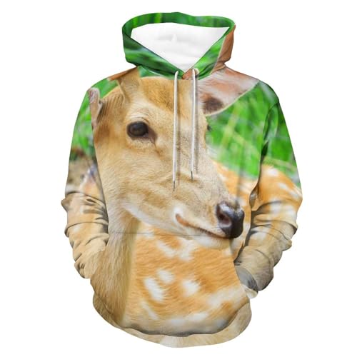 Sweatshirt Pull frileux résolu - Hoodie Cerf Naturel Unisexe Manche Longue Capuche S