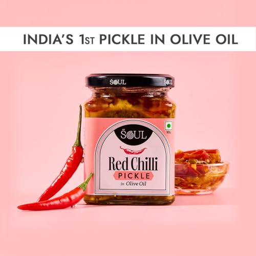 Image of ADF Soul Spicy red chilli pickle made in 100% Olive Oil | Hot, hearty and handcrafted | 265g